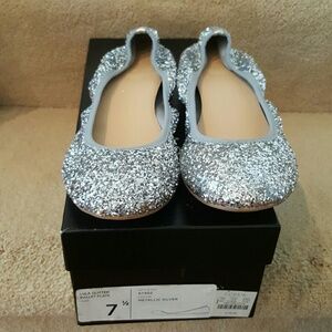J. Crew Silver Glitter Flats